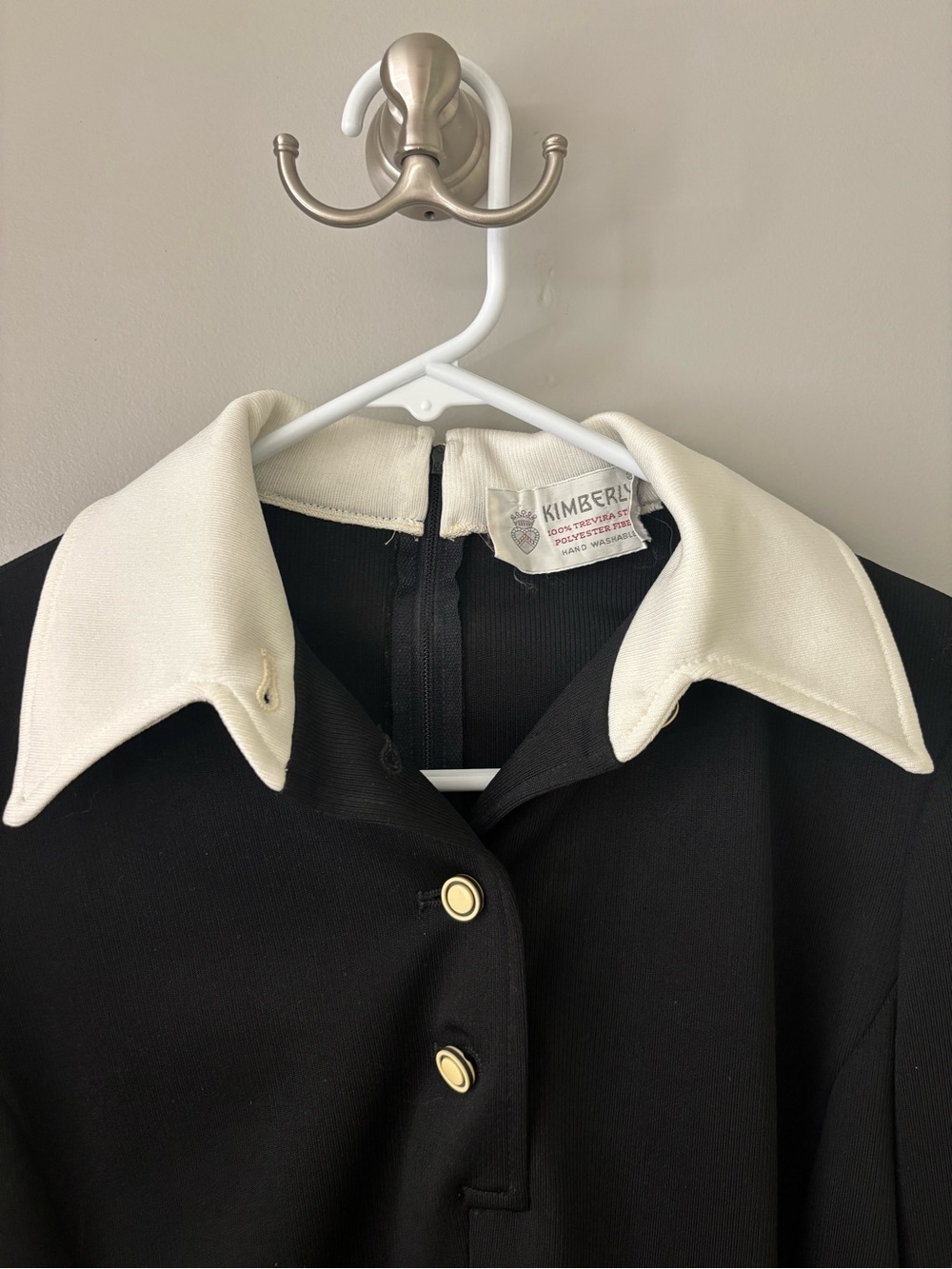 Vintage Kimberly Black Ivory Collar Knit Top Jacket Size 10 - Picture 6 of 7